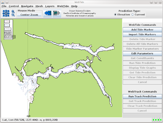 WebTide with Quatsino Sound domain screenshot